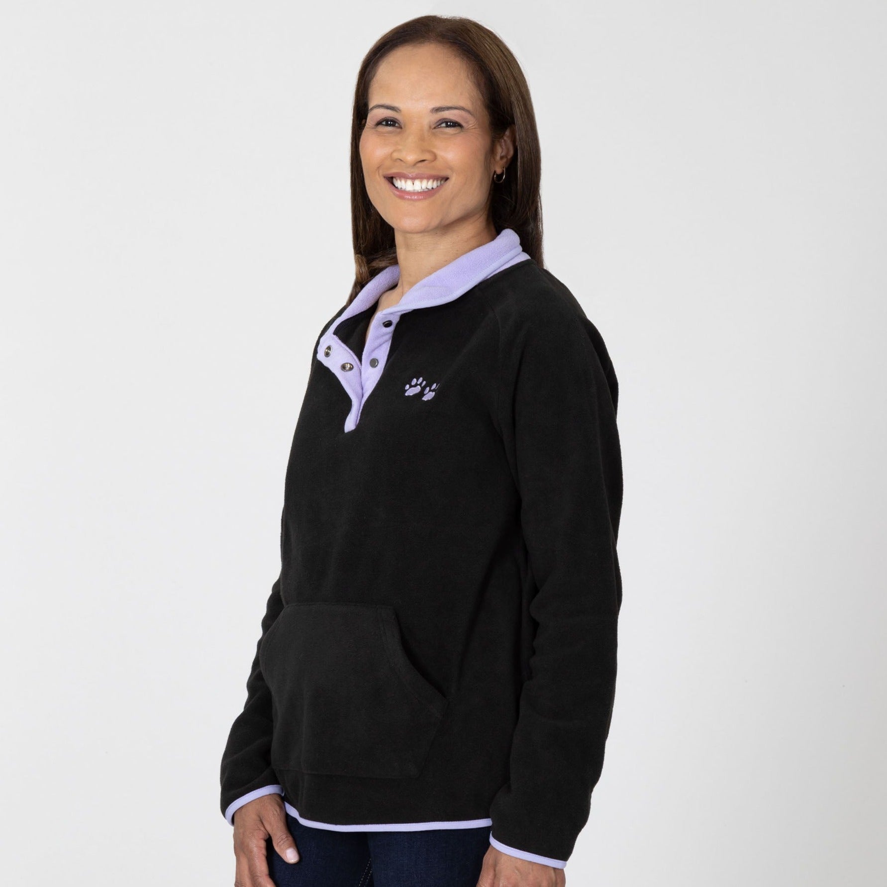 Paw Print Cadet Snap Fleece Pullover - Aaria Tees Aaria Tees
