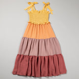 Color-Block Tie Shoulder Midi Dress - Aaria Tees Aaria Tees