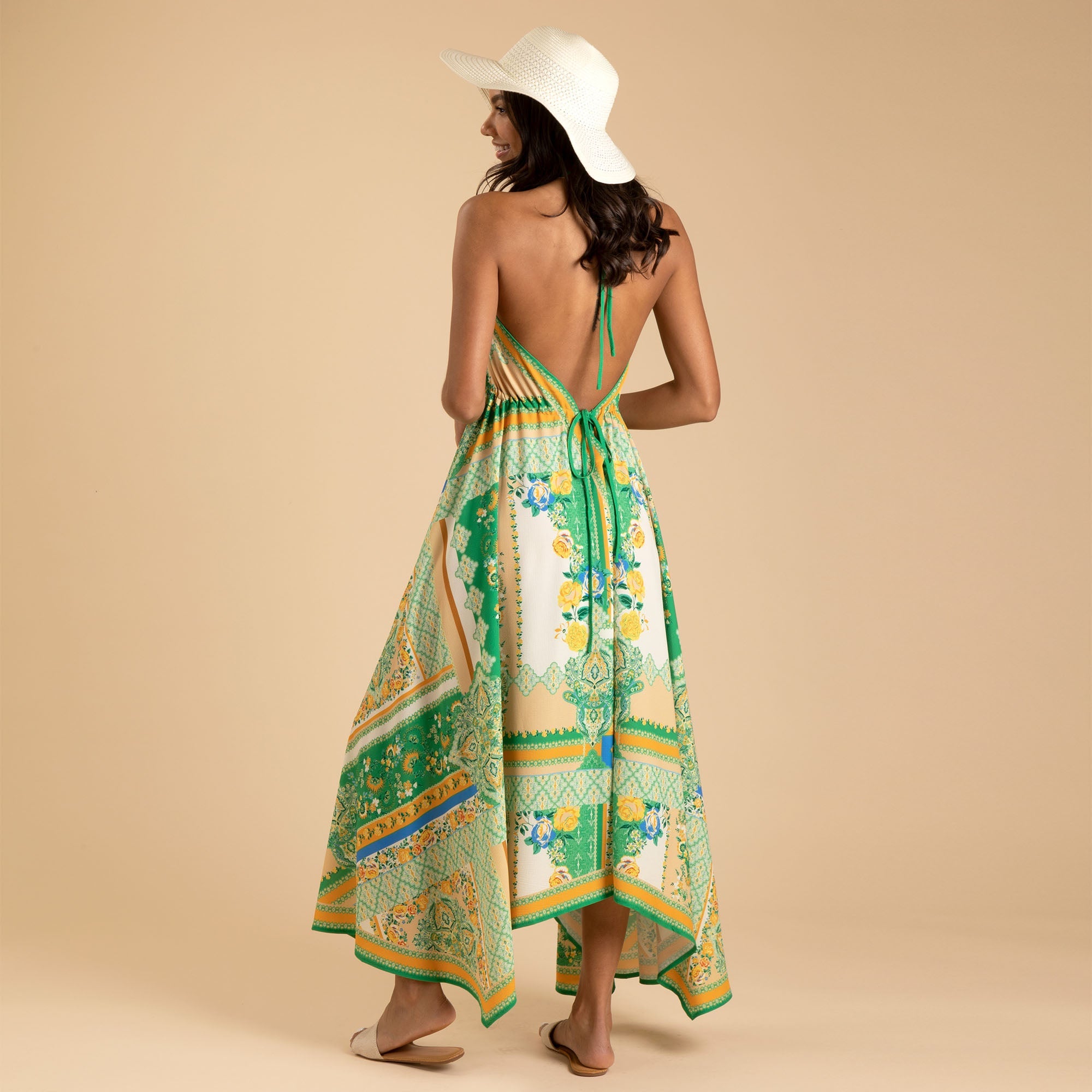 Handkerchief Halter Midi Dress - Aaria Tees Aaria Tees