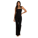 Black Denim Wide Leg Jumpsuit - Aaria Tees Aaria Tees