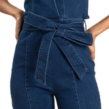 V-Neck Halter Dark Denim Jumpsuit - Aaria Tees Aaria Tees