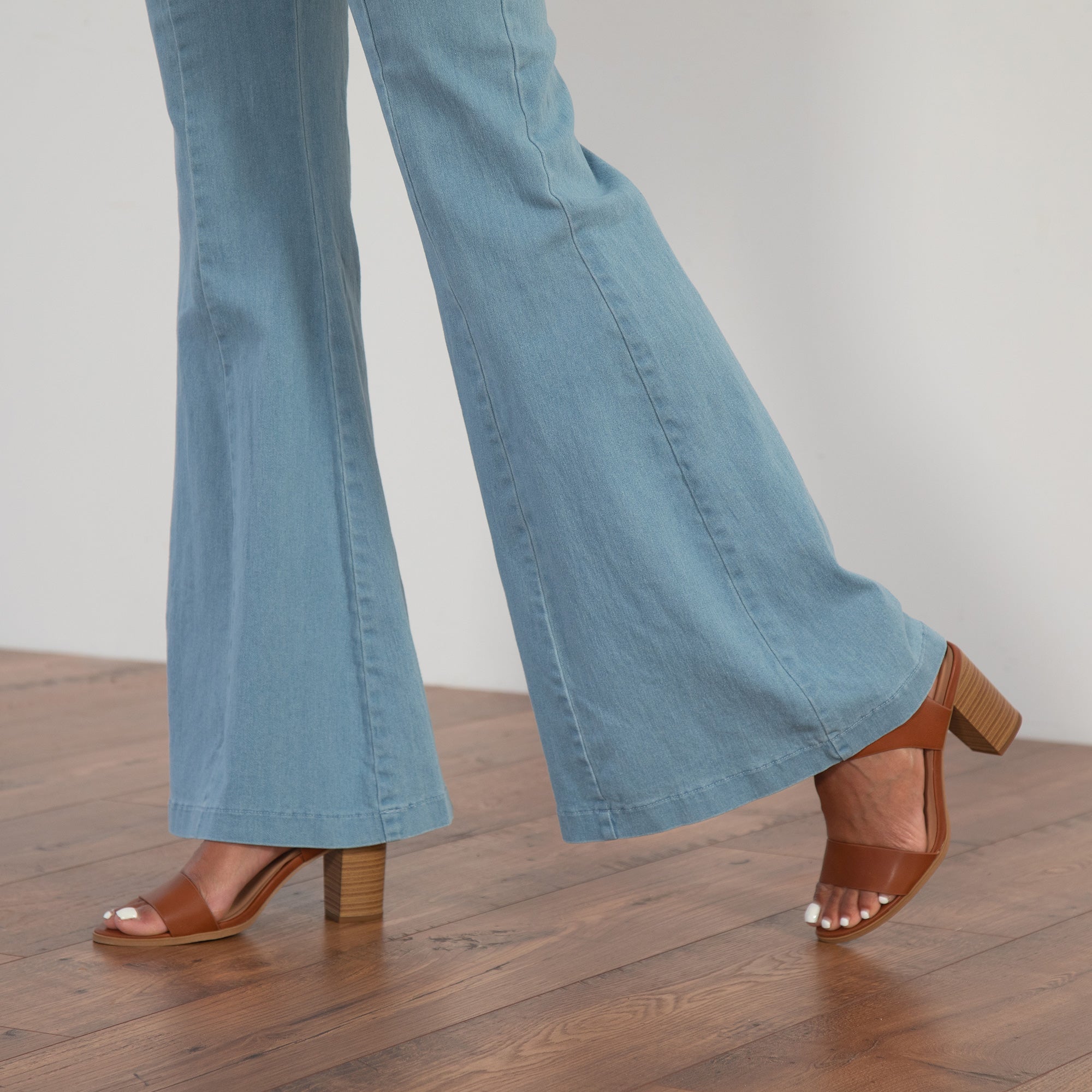 Denim Flare Leg Tie-Back Jumpsuit - Aaria Tees Aaria Tees