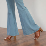 Denim Flare Leg Tie-Back Jumpsuit - Aaria Tees Aaria Tees