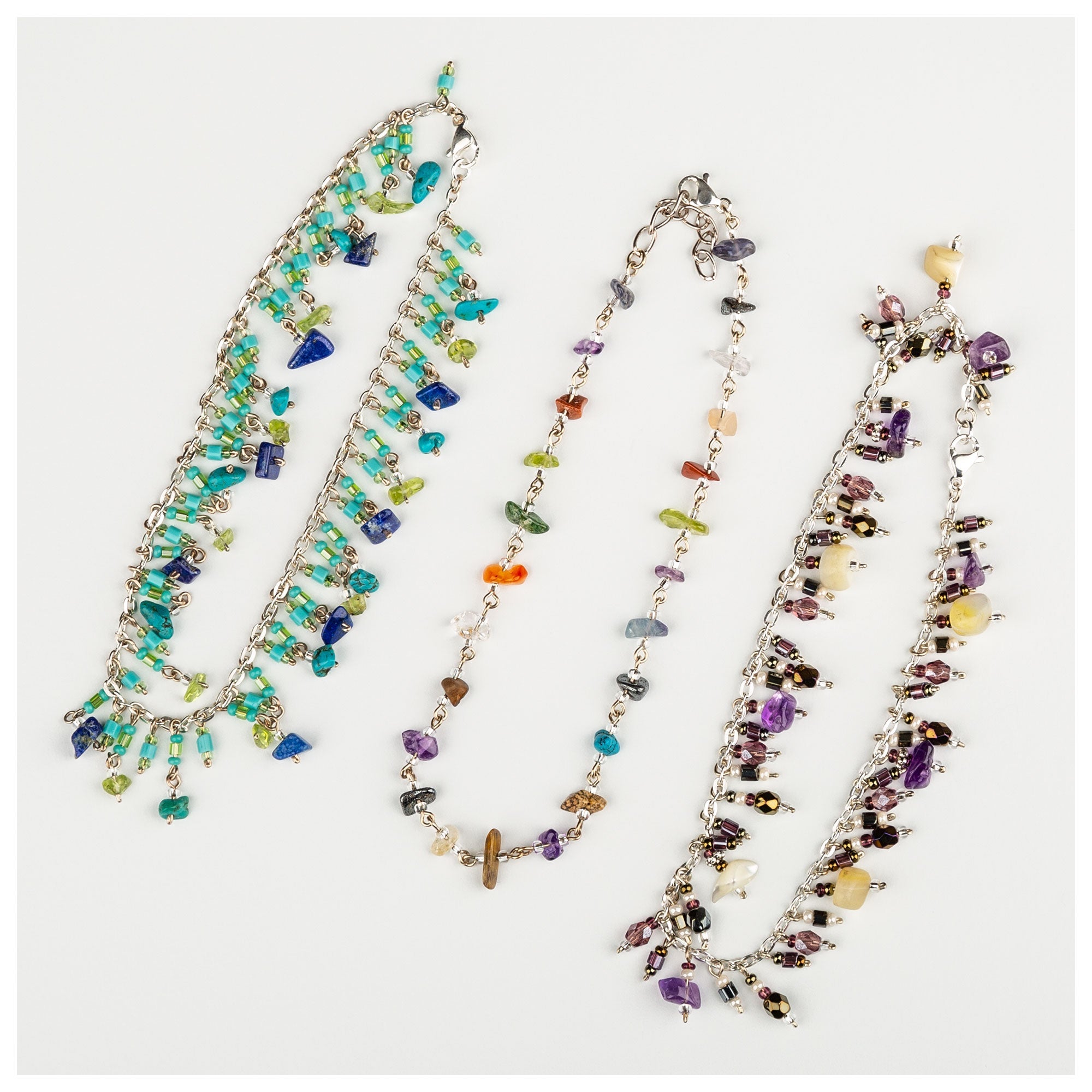Dangling Gemstones Hand Beaded Anklet - Aaria Tees Aaria Tees