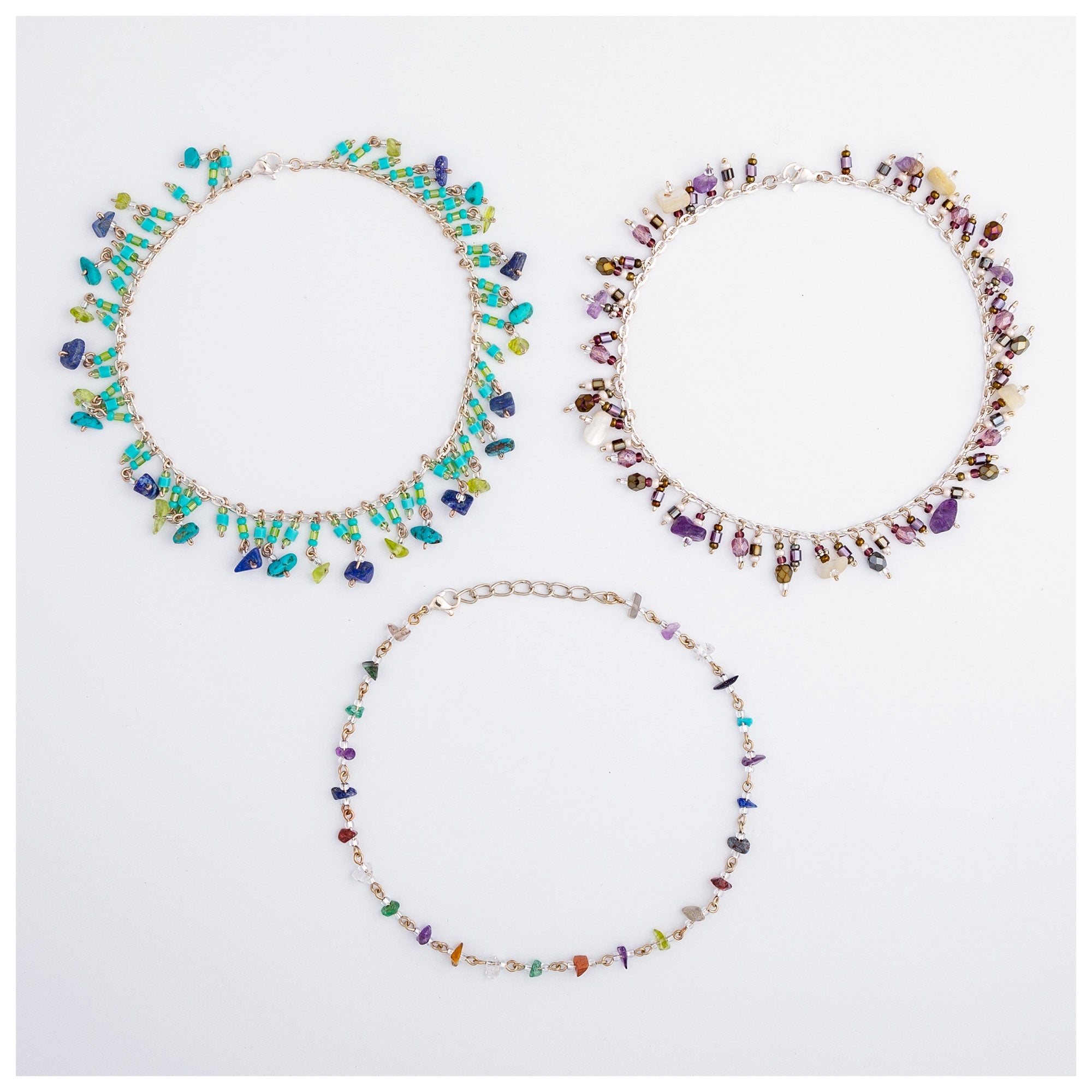 Dangling Gemstones Hand Beaded Anklet - Aaria Tees Aaria Tees