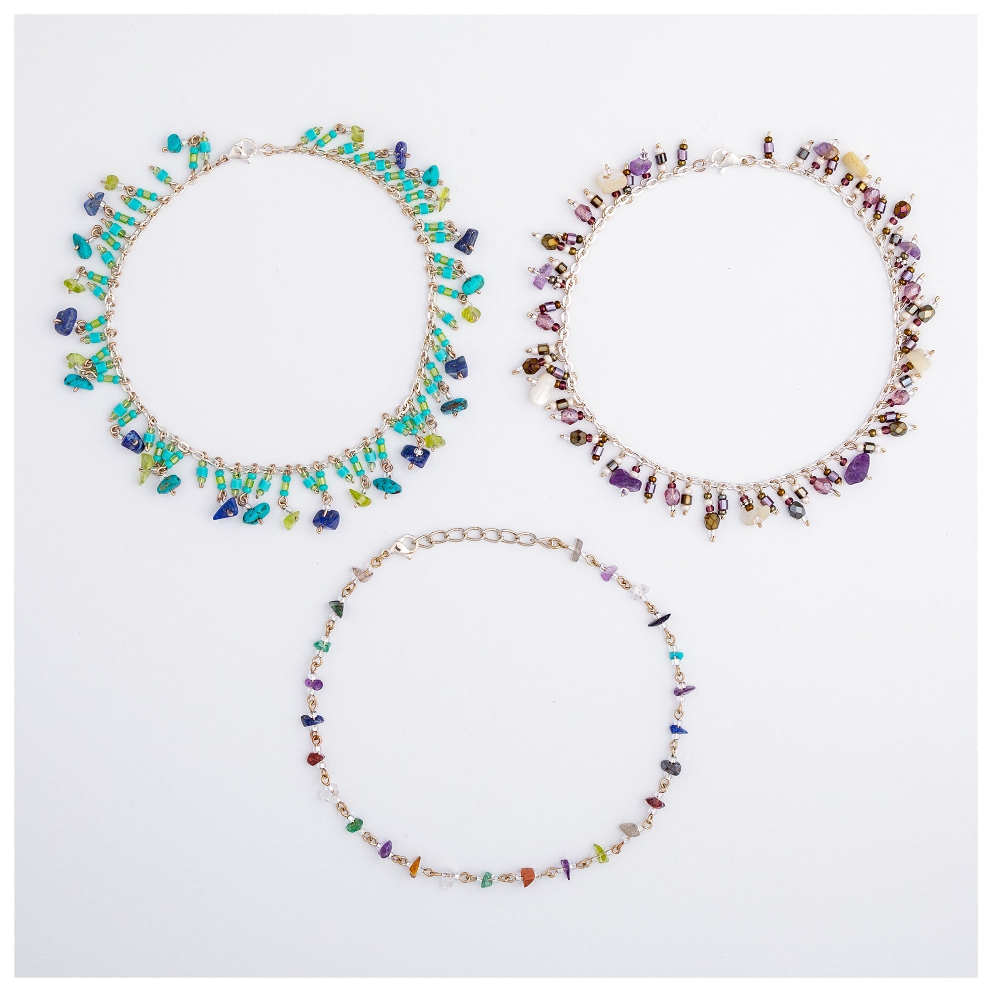 Dangling Gemstones Hand Beaded Anklet - Aaria Tees Aaria Tees
