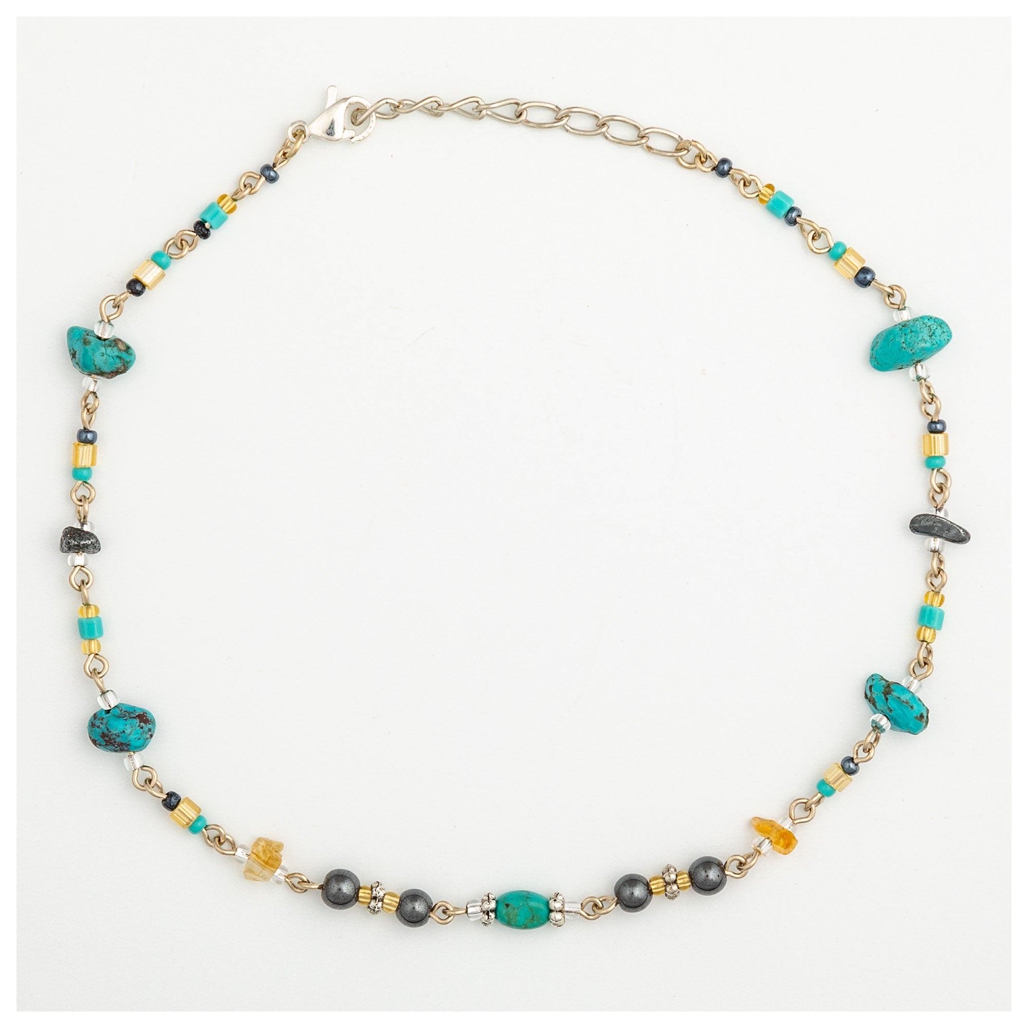 Dangling Gemstones Hand Beaded Anklet - Aaria Tees Aaria Tees