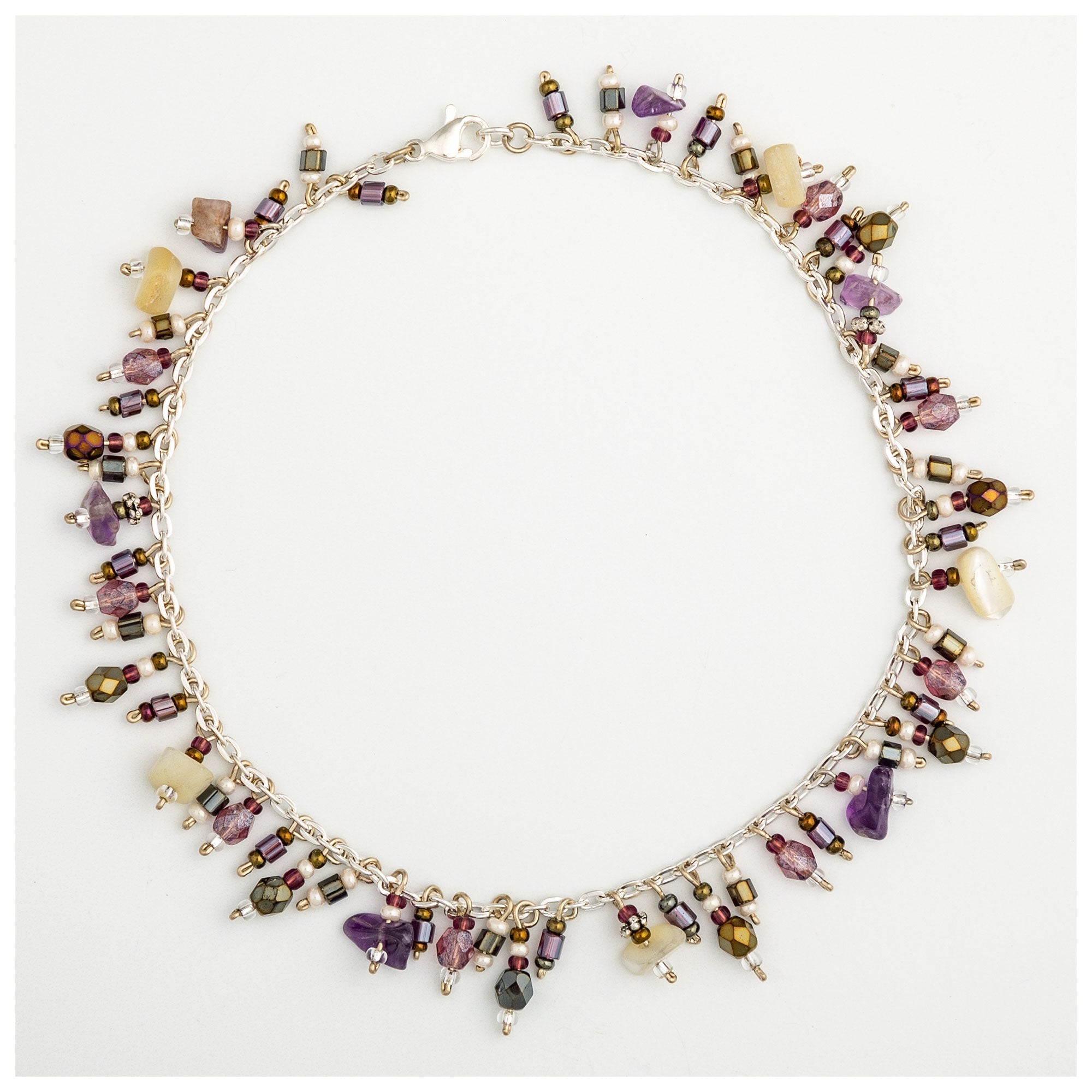 Dangling Gemstones Hand Beaded Anklet - Aaria Tees Aaria Tees
