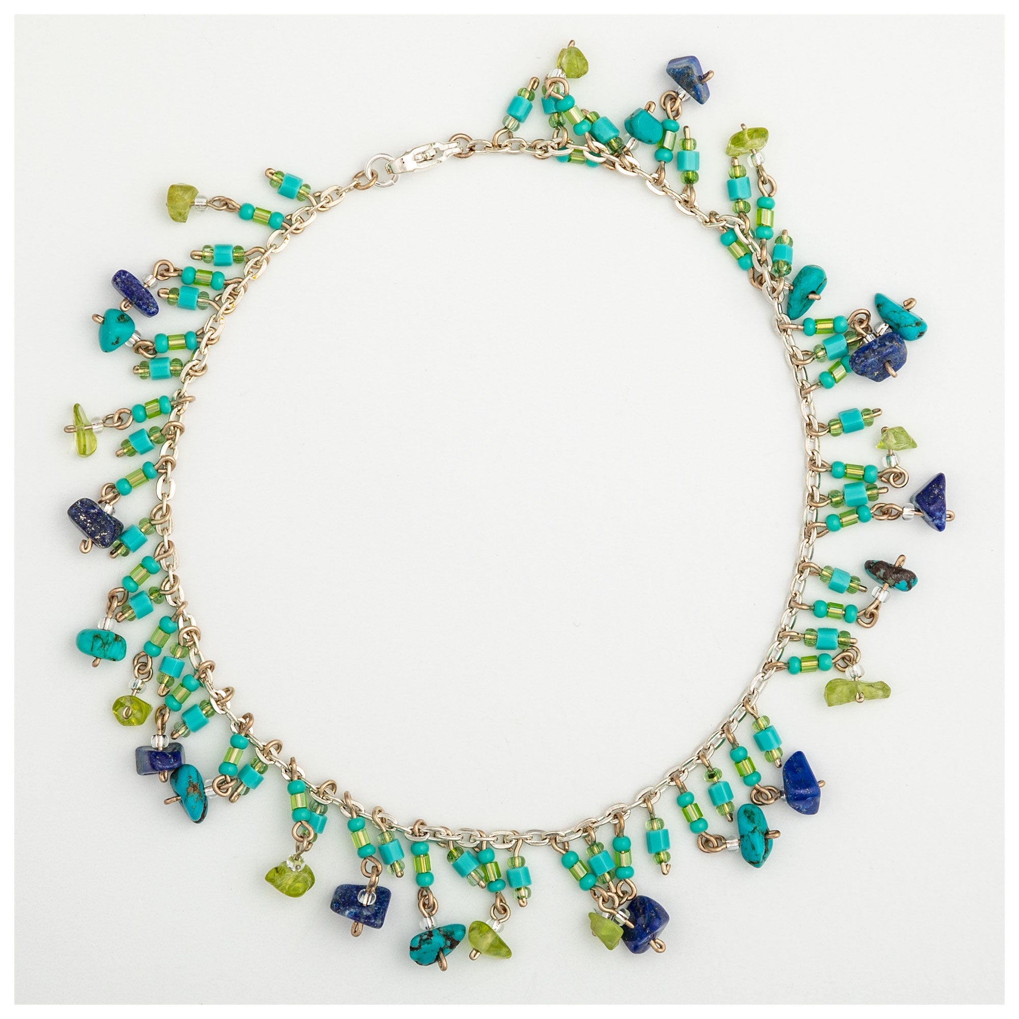 Dangling Gemstones Hand Beaded Anklet - Aaria Tees Aaria Tees