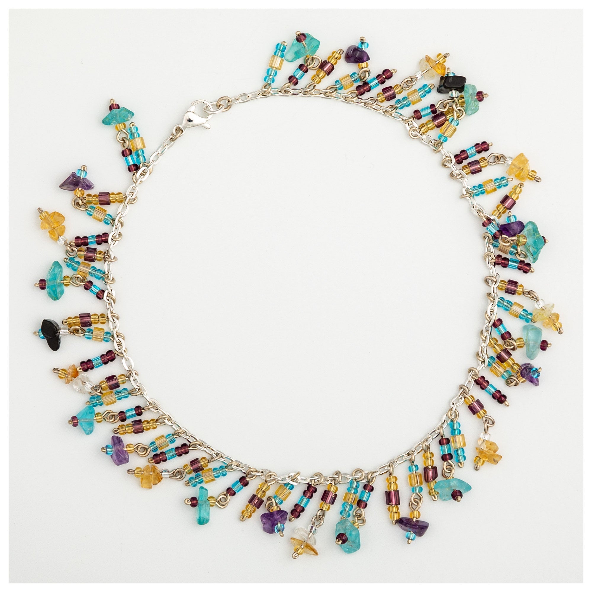 Dangling Gemstones Hand Beaded Anklet - Aaria Tees Aaria Tees