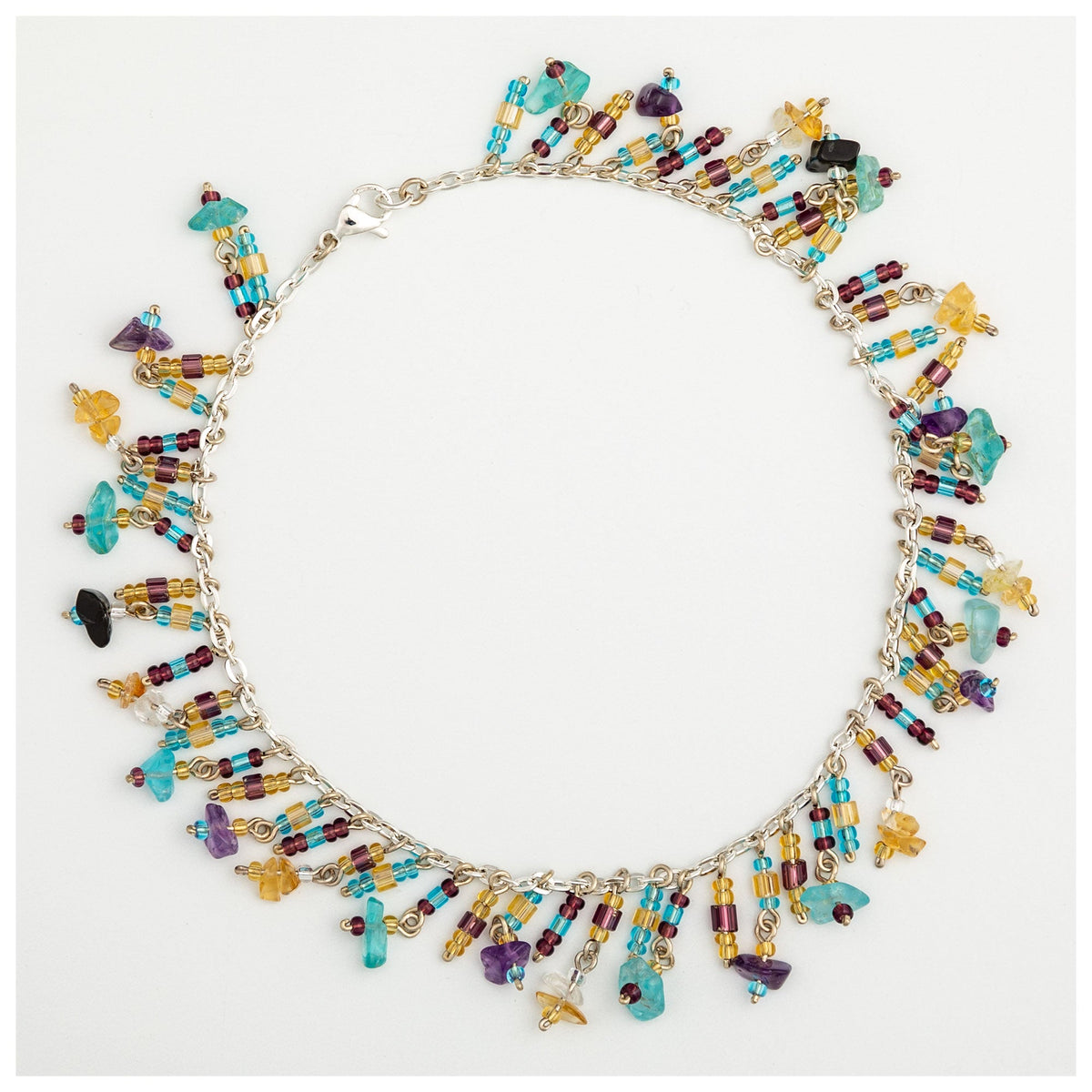 Dangling Gemstones Hand Beaded Anklet - Aaria Tees