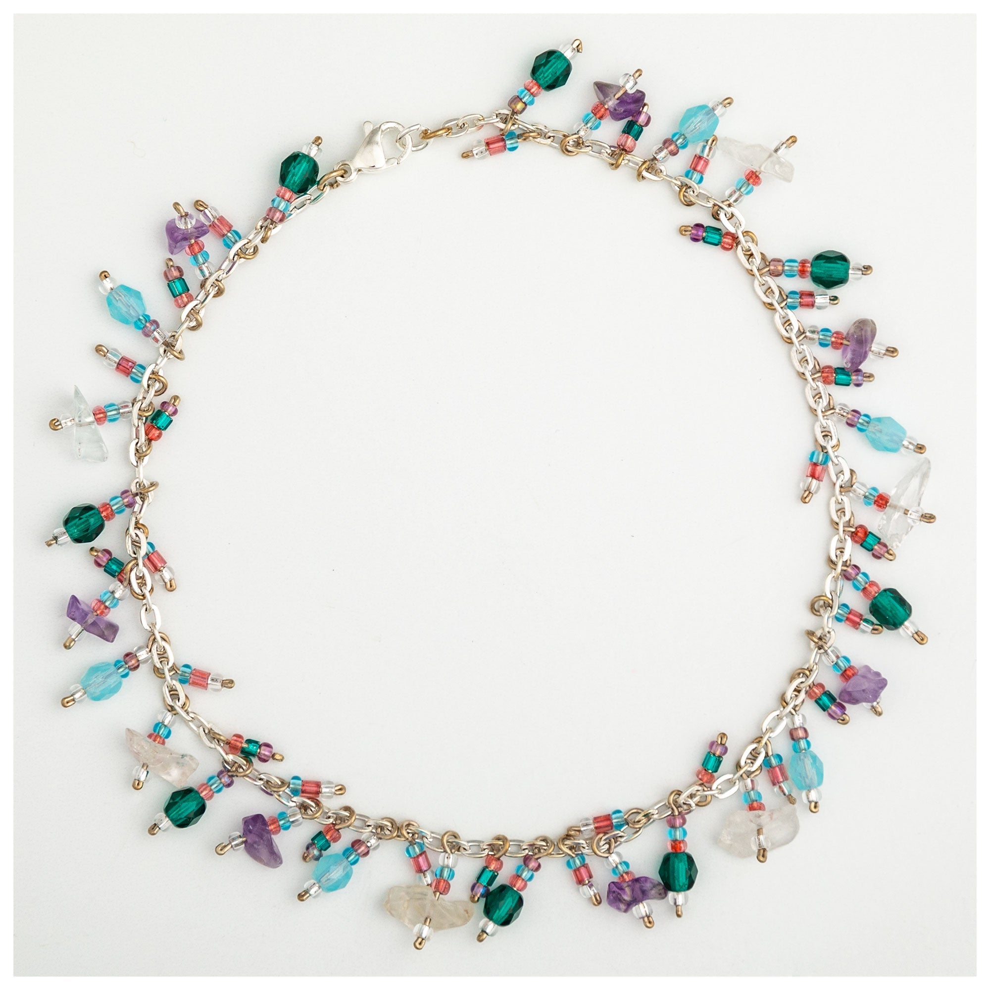 Dangling Gemstones Hand Beaded Anklet - Aaria Tees Aaria Tees