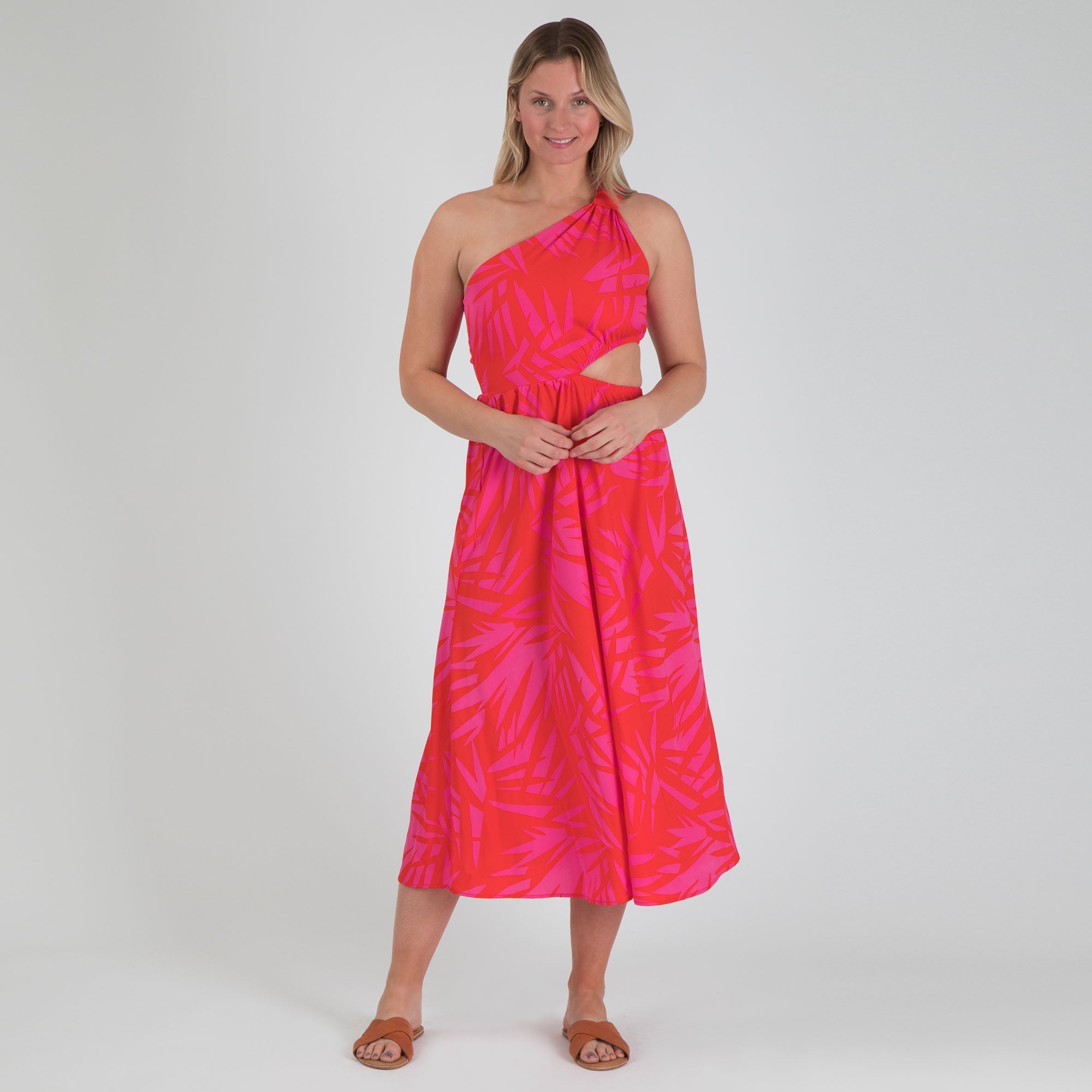 One Shoulder Cut Out Midi Dress - Aaria Tees Aaria Tees