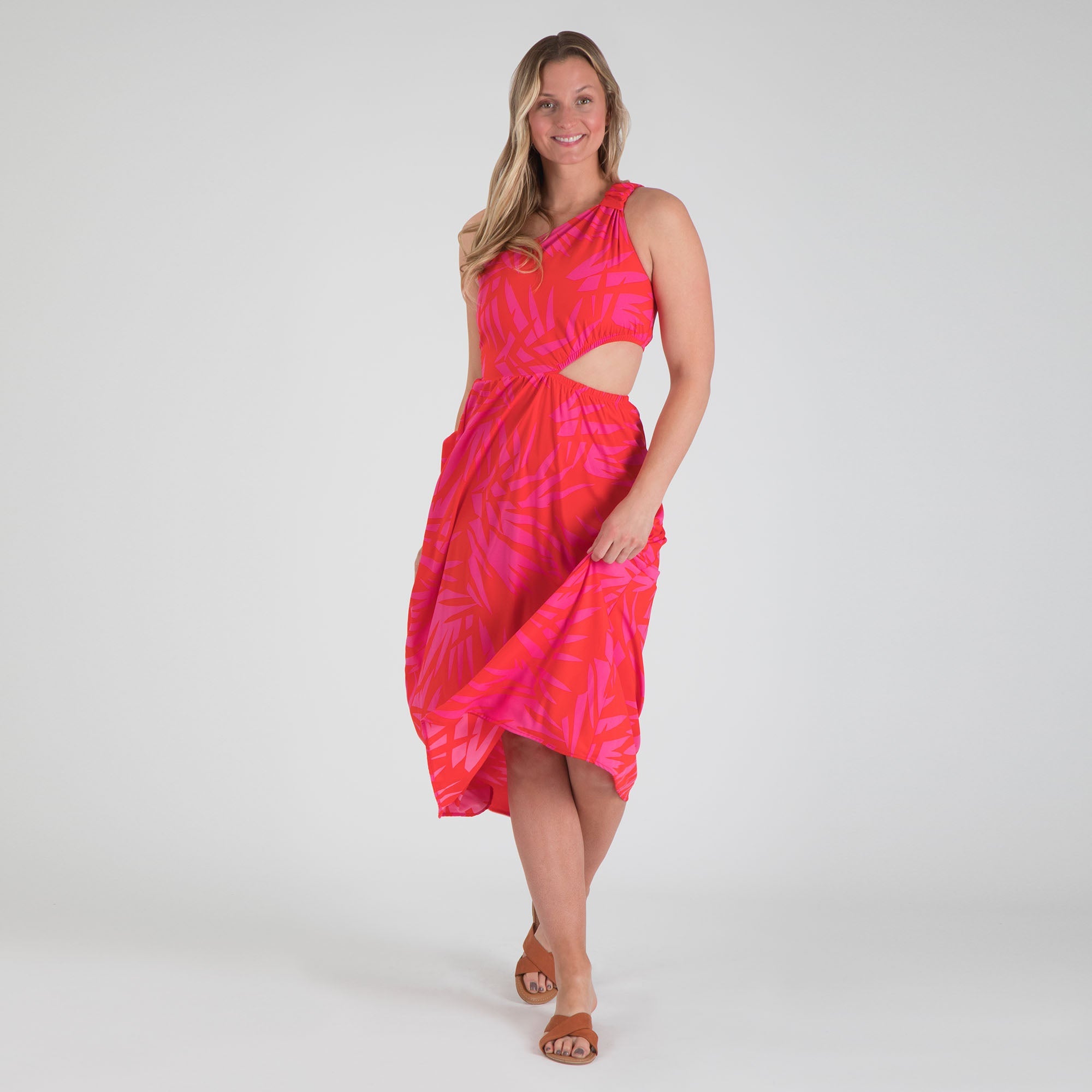 One Shoulder Cut Out Midi Dress - Aaria Tees Aaria Tees
