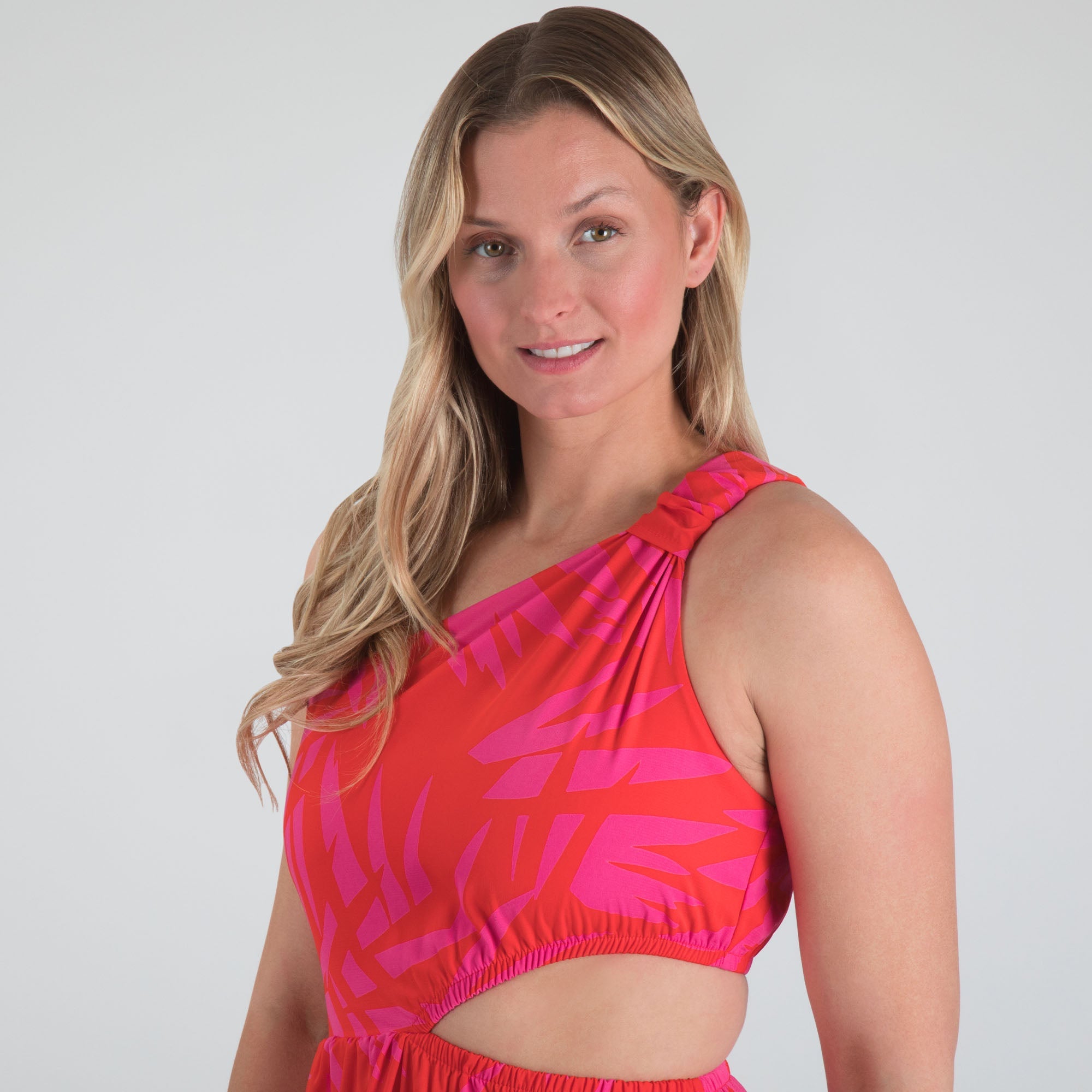 One Shoulder Cut Out Midi Dress - Aaria Tees Aaria Tees
