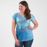 Swirly Turtle Sublimation V-Neck Tee - Aaria Tees Aaria Tees