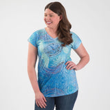 Swirly Turtle Sublimation V-Neck Tee - Aaria Tees Aaria Tees