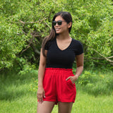 High-Waist Ruffle Top Cuff Shorts - Aaria Tees Aaria Tees