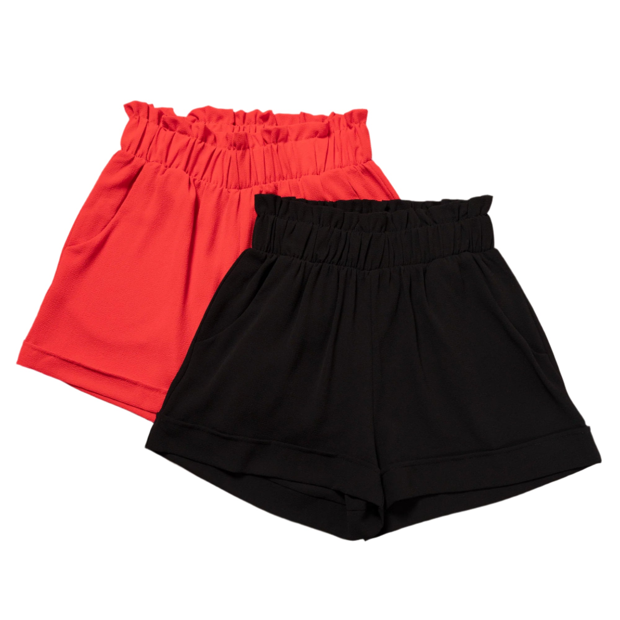 High-Waist Ruffle Top Cuff Shorts - Aaria Tees Aaria Tees