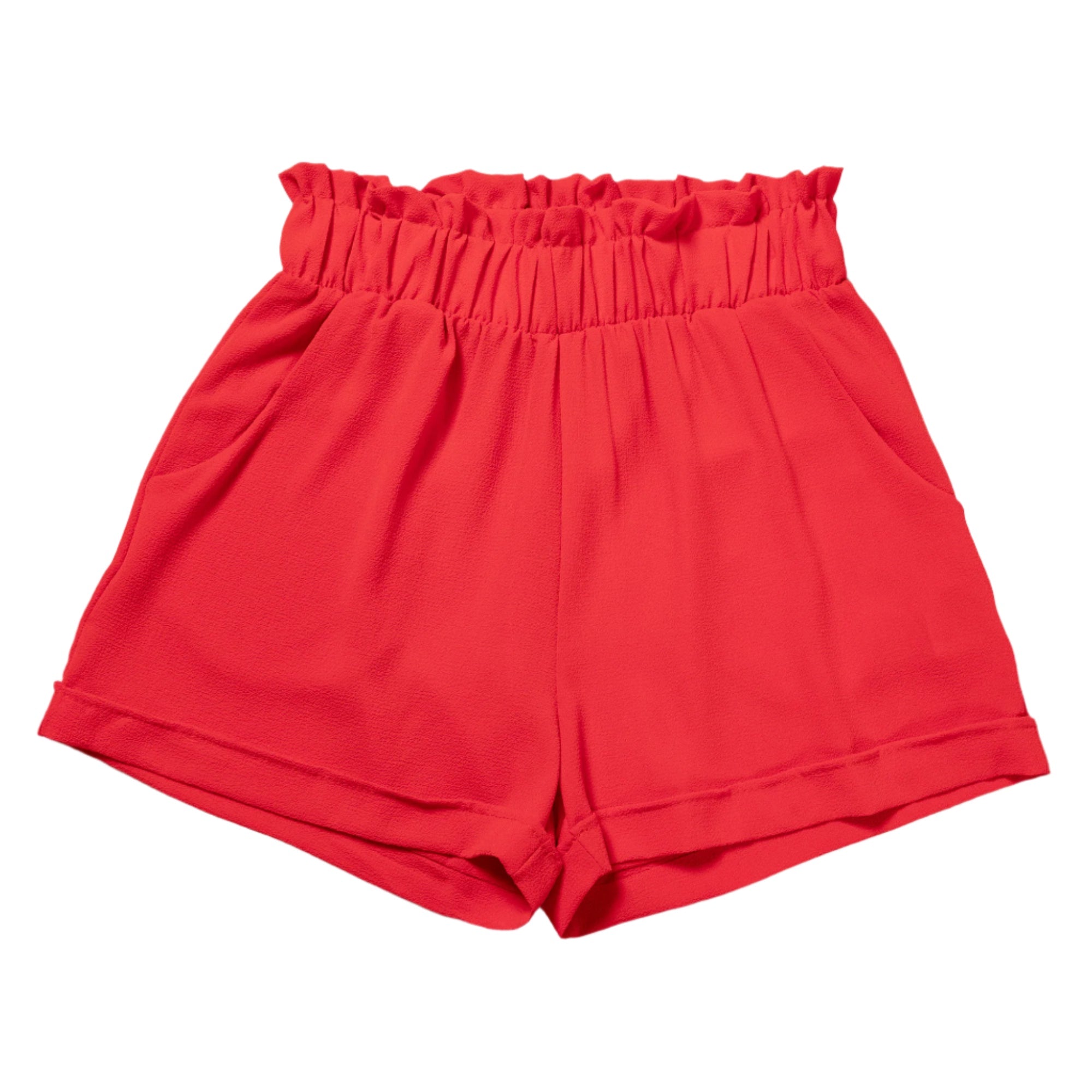High-Waist Ruffle Top Cuff Shorts - Aaria Tees Aaria Tees