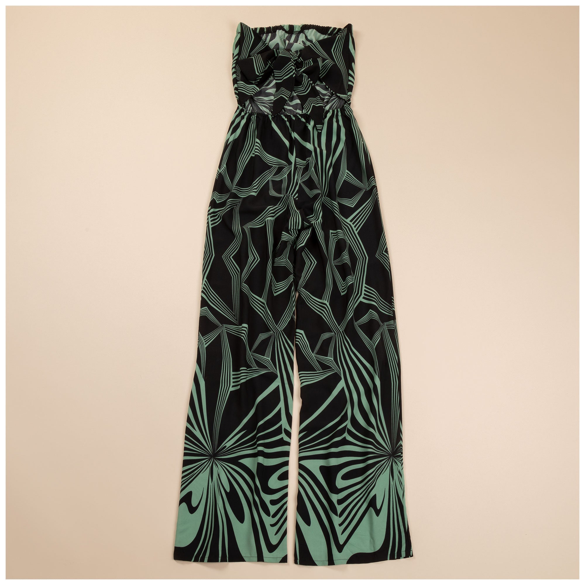Geo Print Tie Back Strapless Jumpsuit - Aaria Tees Aaria Tees