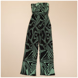 Geo Print Tie Back Strapless Jumpsuit - Aaria Tees Aaria Tees