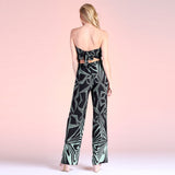Geo Print Tie Back Strapless Jumpsuit - Aaria Tees Aaria Tees