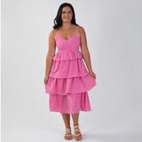 Gingham Layered Maxi Dress - Aaria Tees Aaria Tees