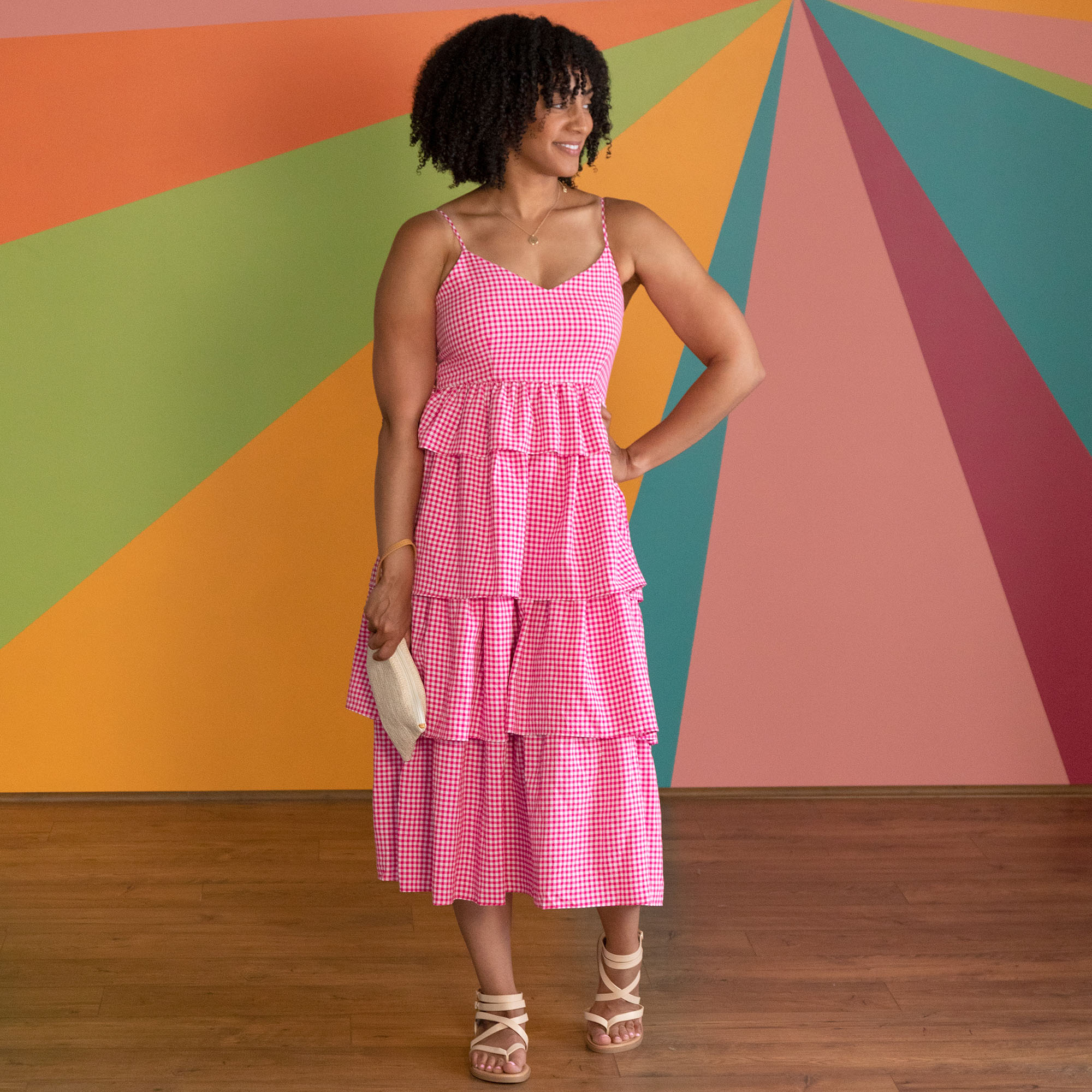 Gingham Layered Maxi Dress - Aaria Tees Aaria Tees