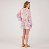 Multi Color Long Sleeve Smocked Mini Dress - Aaria Tees Aaria Tees