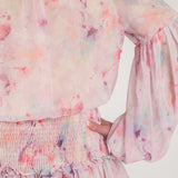 Multi Color Long Sleeve Smocked Mini Dress - Aaria Tees Aaria Tees