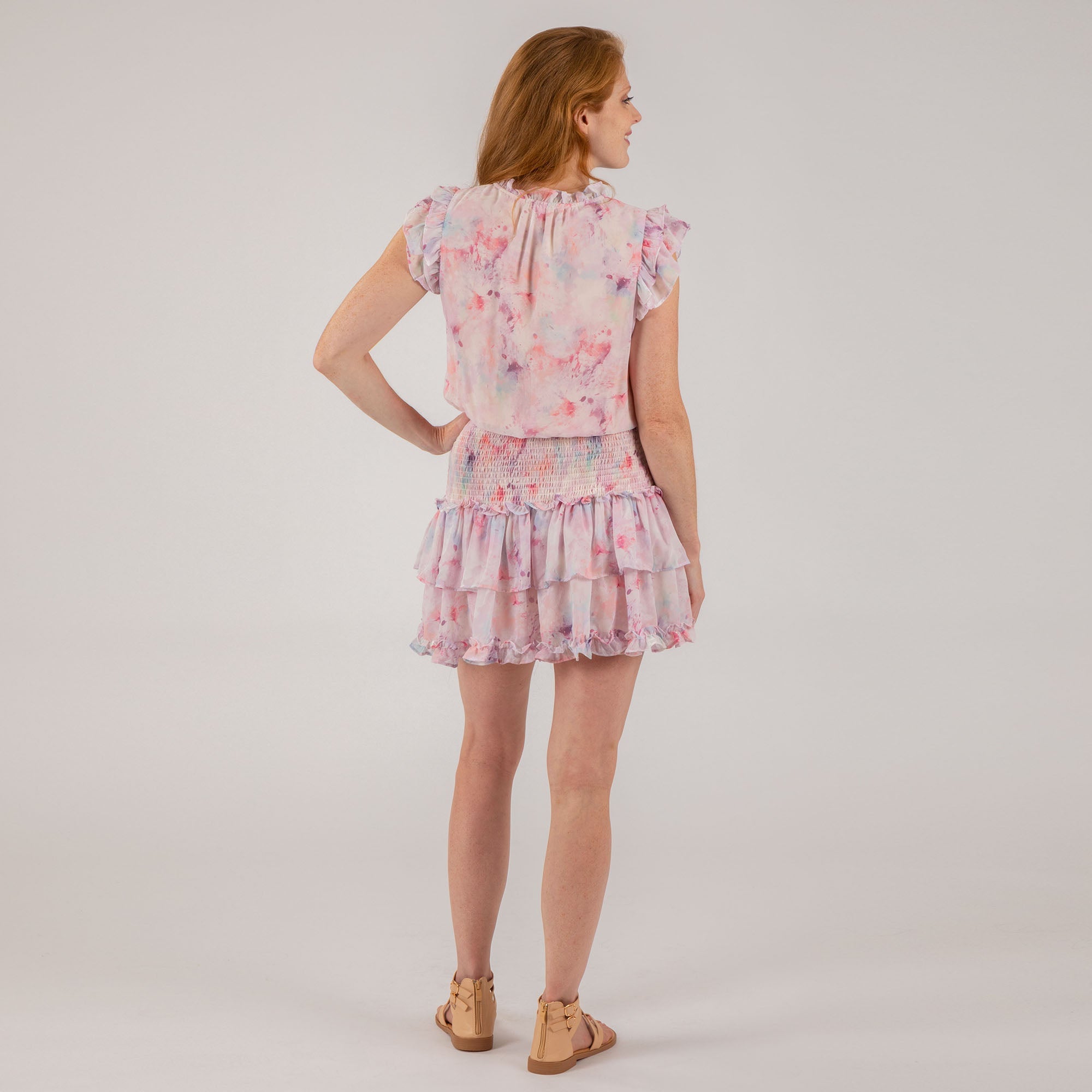 Multi Color Ruffle Smocked Mini Dress - Aaria Tees Aaria Tees