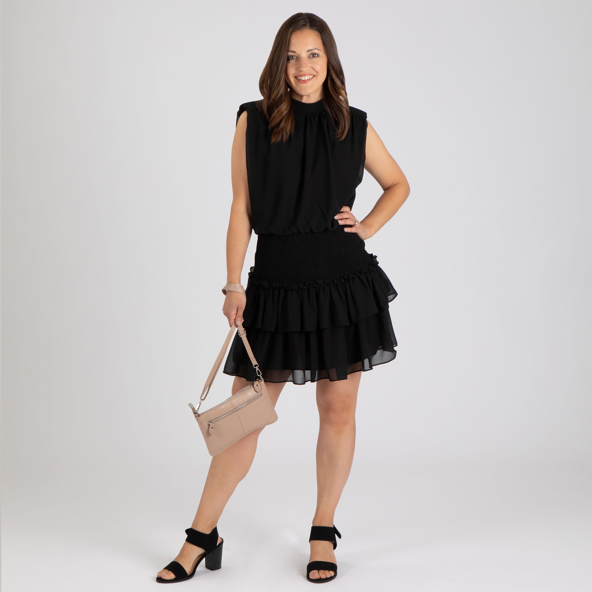 Sleeveless Smocked Mini Dress - Aaria Tees Aaria Tees