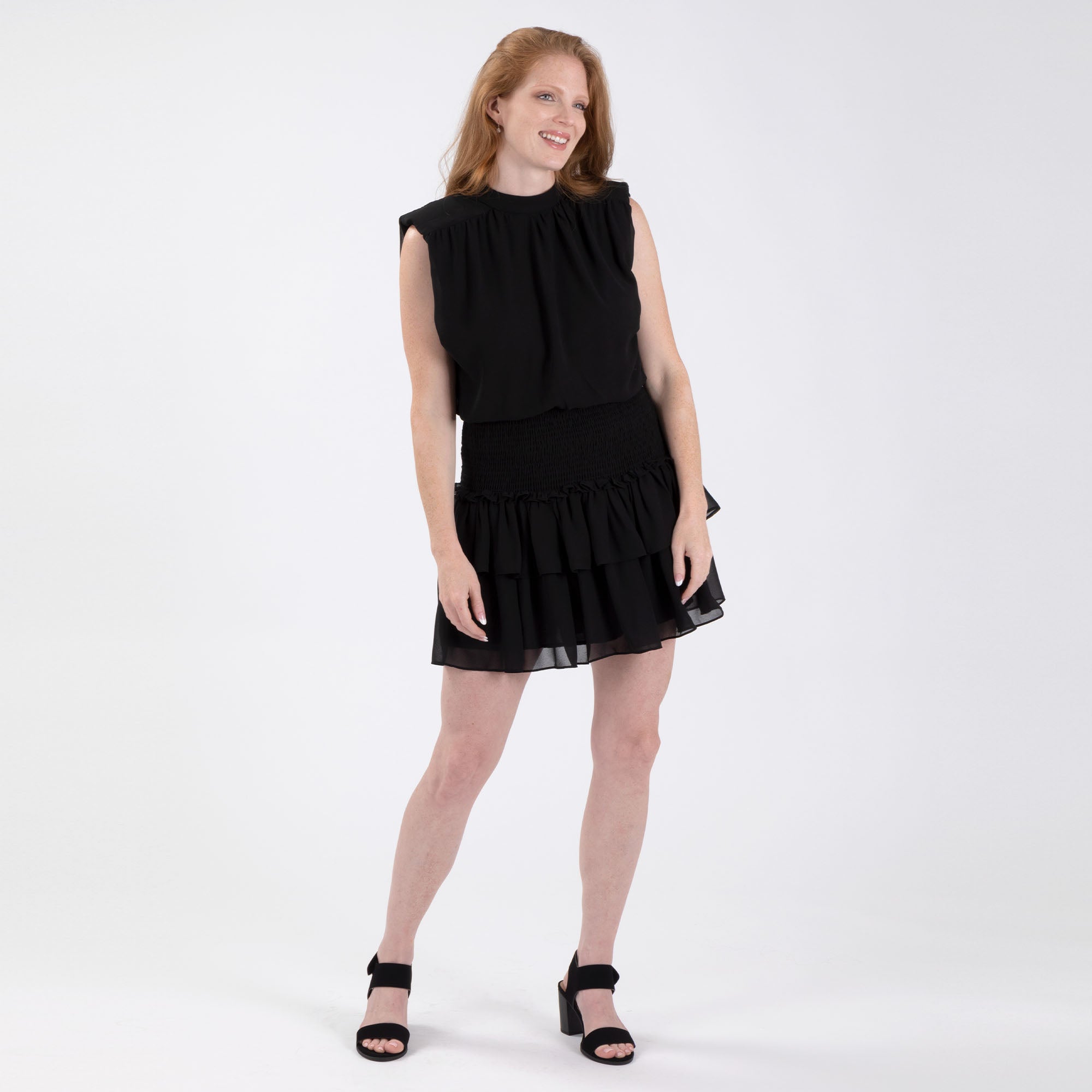 Sleeveless Smocked Mini Dress - Aaria Tees Aaria Tees