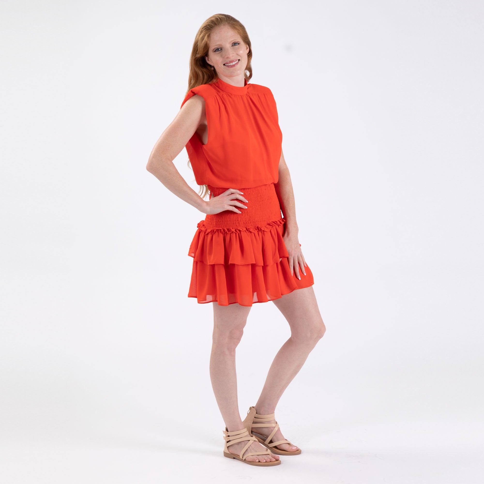 Sleeveless Smocked Mini Dress - Aaria Tees Aaria Tees