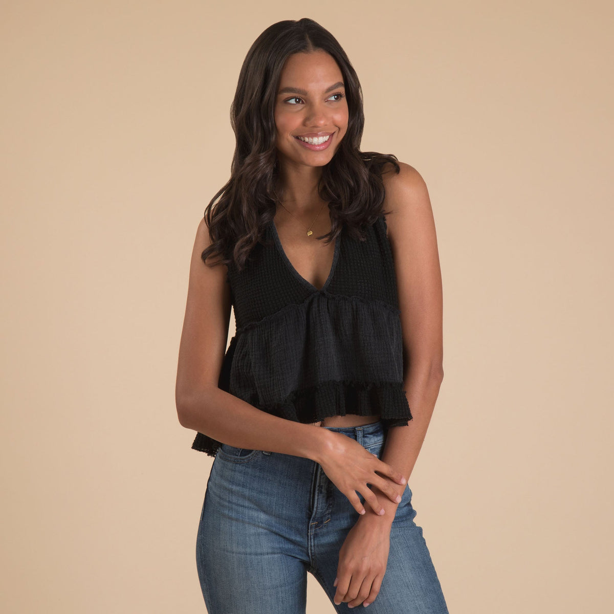 Ribbed Babydoll V-Neck Tank - Aaria Tees