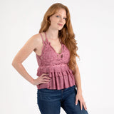 Pineapple Lace Peplum Cami Top - Aaria Tees Aaria Tees