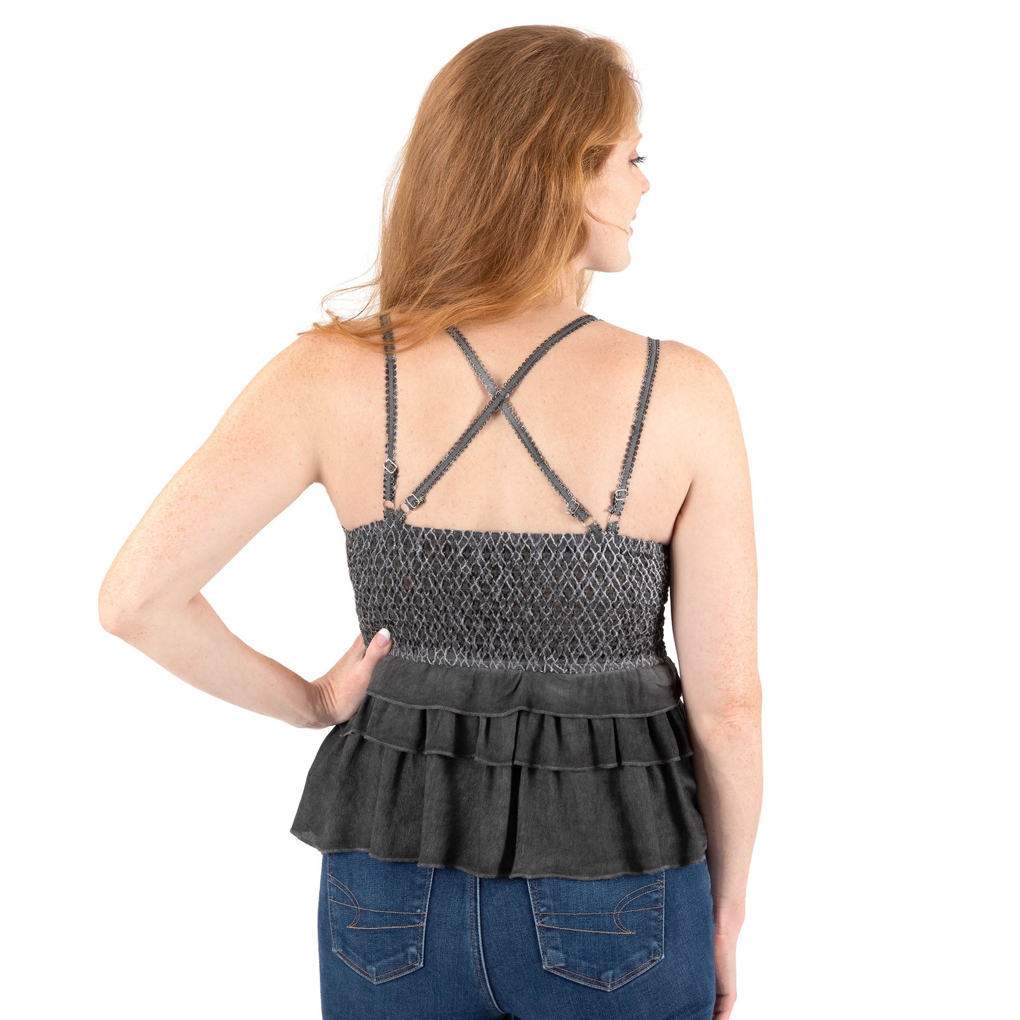 Pineapple Lace Peplum Cami Top - Aaria Tees Aaria Tees