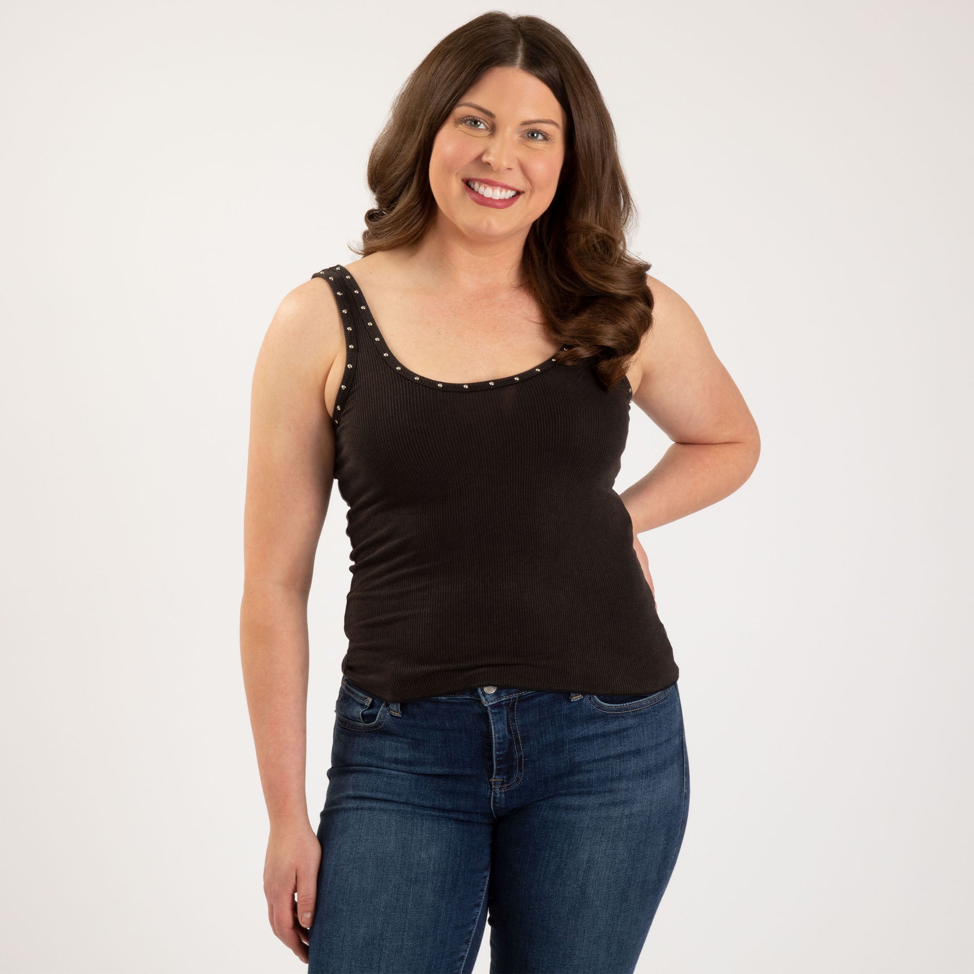 Studded Scoop Neck Tank Top - Aaria Tees Aaria Tees