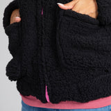 Pink Ribbon Plush Sherpa Fleece Zip Up Hooded Jacket - Aaria Tees Aaria Tees