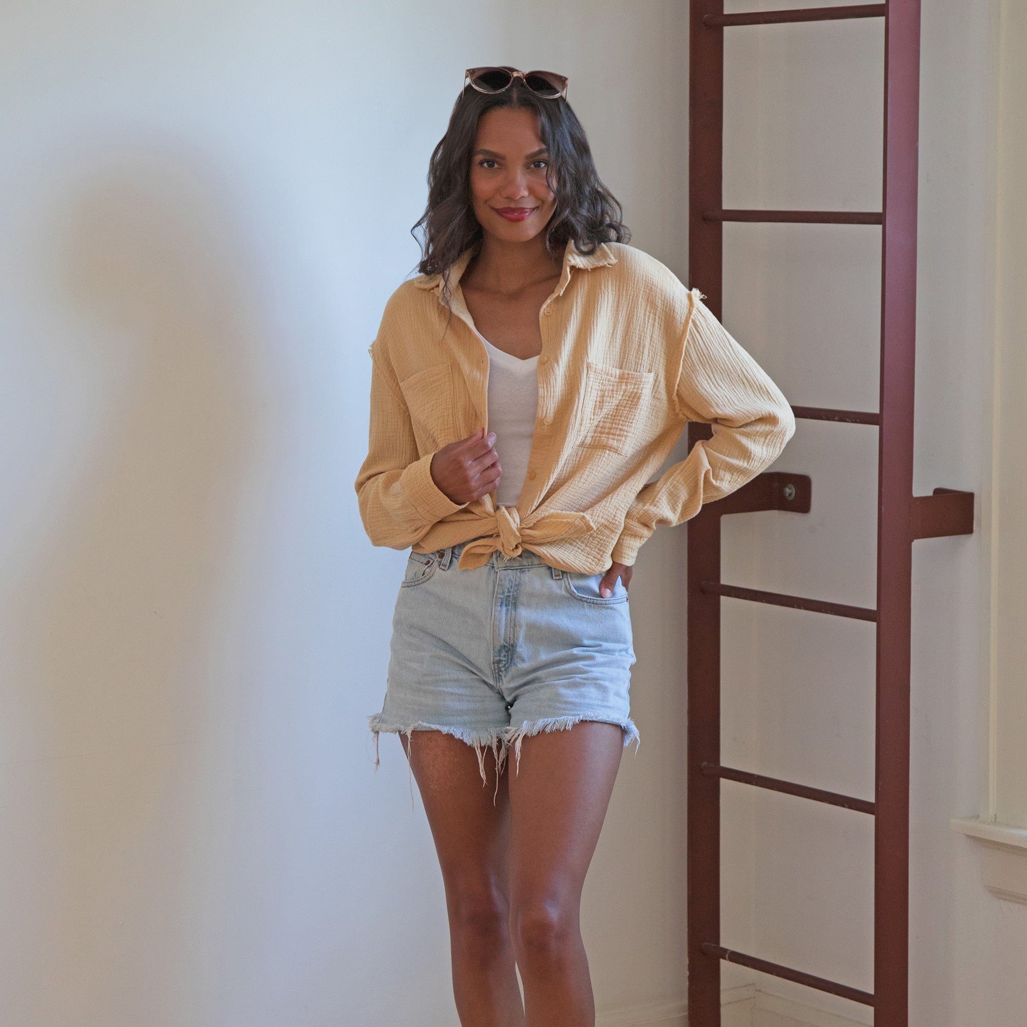 Double Gauze Button Up Shirt - Aaria Tees Aaria Tees