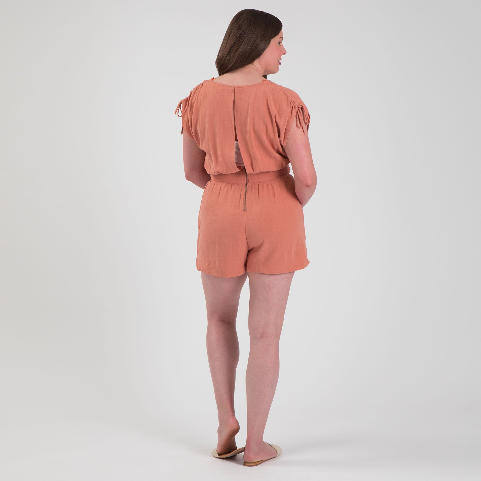 Lightweight V-Neck Romper with Tie Waist - Aaria Tees Aaria Tees