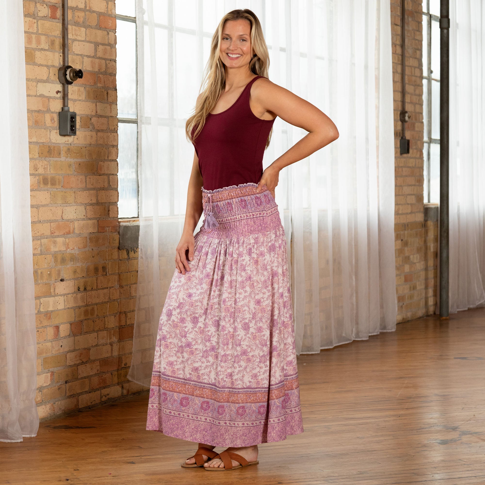 Floral Smocked Dress-Skirt - Aaria Tees Aaria Tees