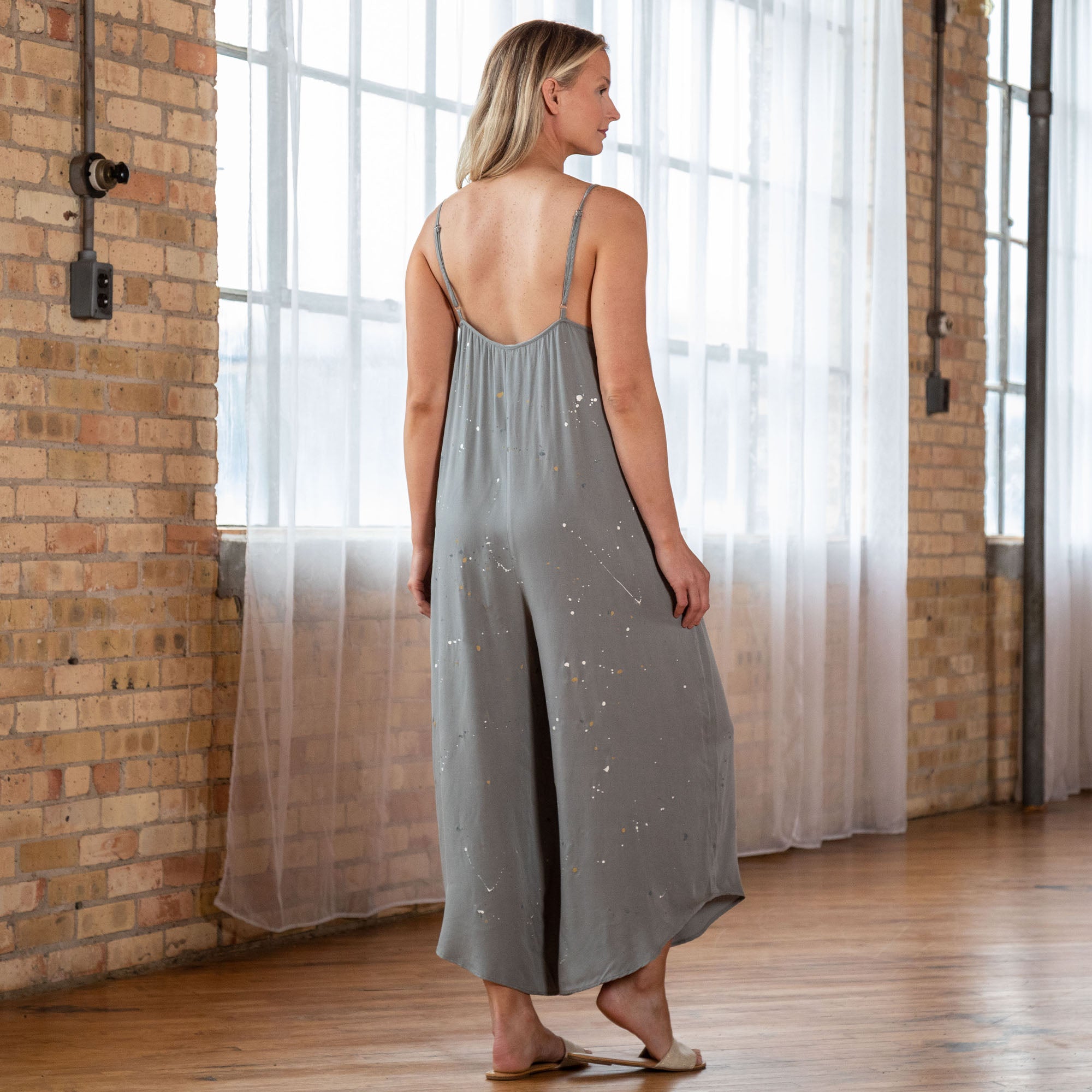 Speckled Wide Leg Cami Jumpsuit - Aaria Tees Aaria Tees
