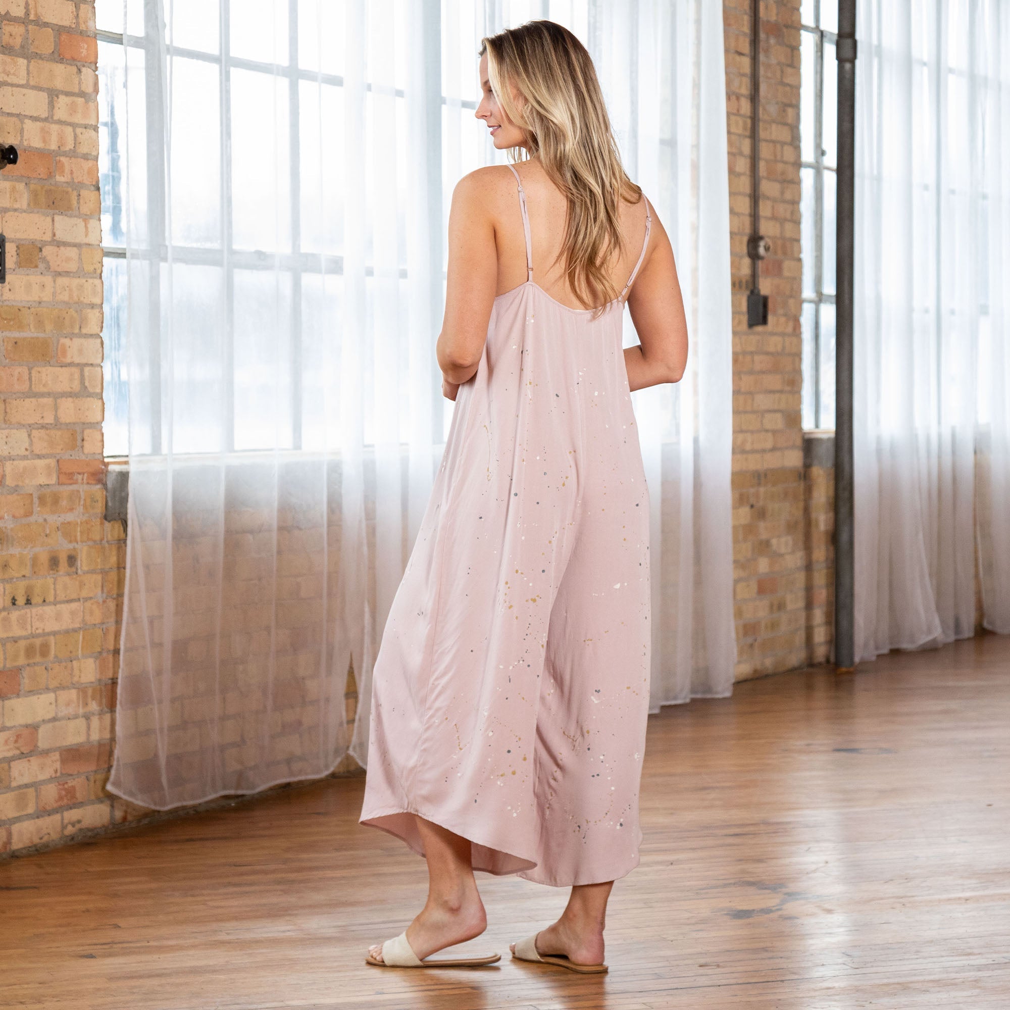 Speckled Wide Leg Cami Jumpsuit - Aaria Tees Aaria Tees