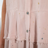 Speckled Sleeveless Button Up Peplum Top - Aaria Tees Aaria Tees