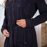 Long Sleeve Button-Up Shirt Dress with Tie Waist - Aaria Tees Aaria Tees