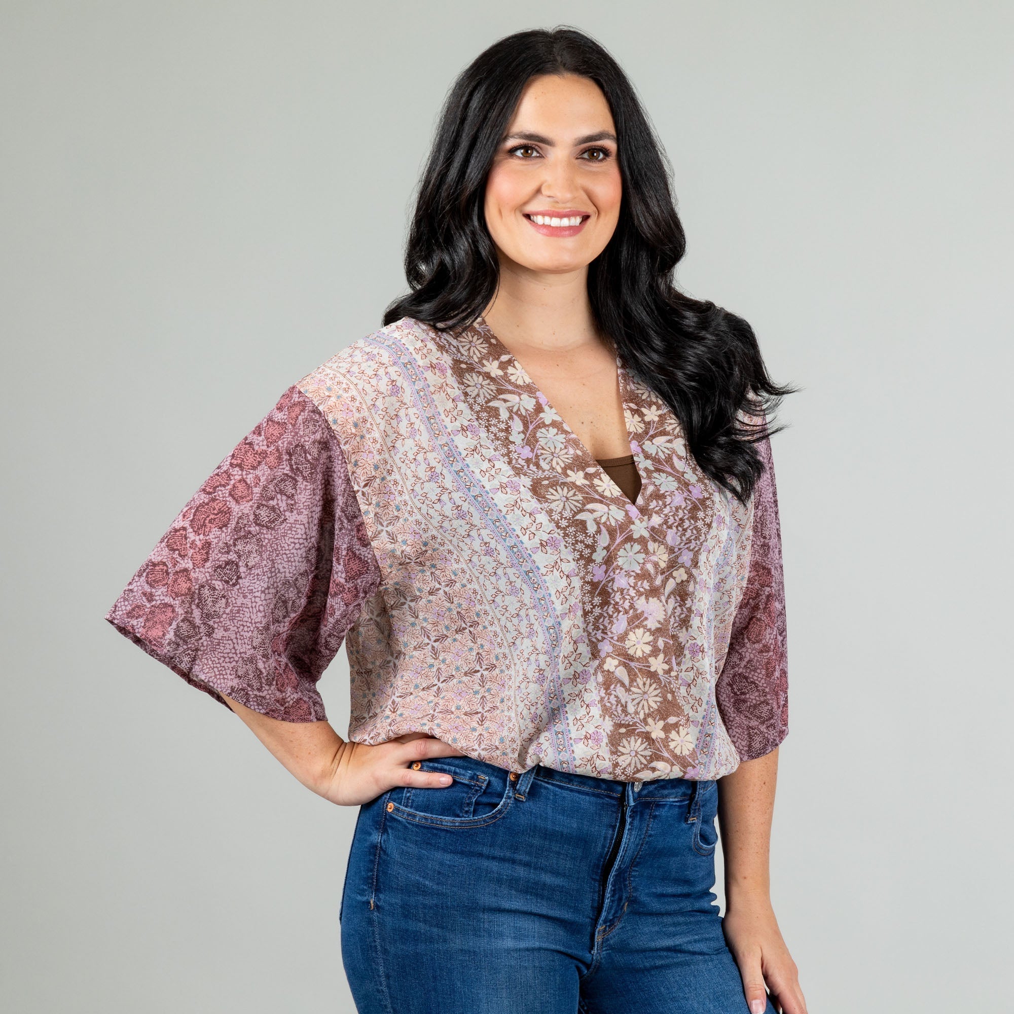 Border Print Wrap Blouse - Aaria Tees Aaria Tees