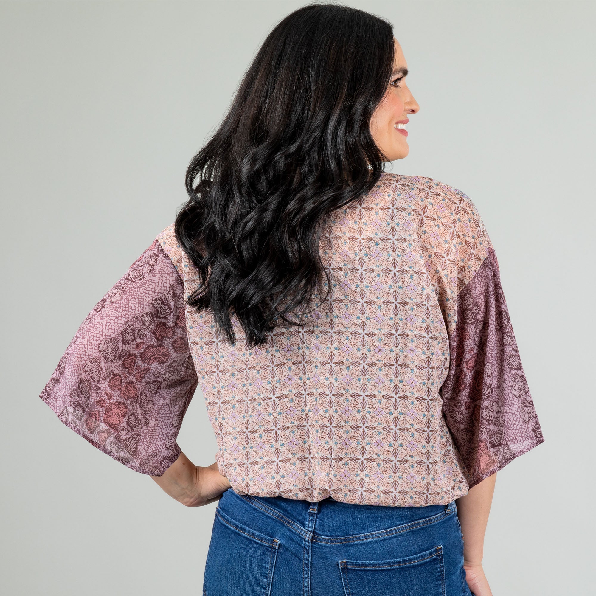 Border Print Wrap Blouse - Aaria Tees Aaria Tees