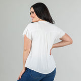 Frayed Edge Short Sleeve Blouse - Aaria Tees Aaria Tees